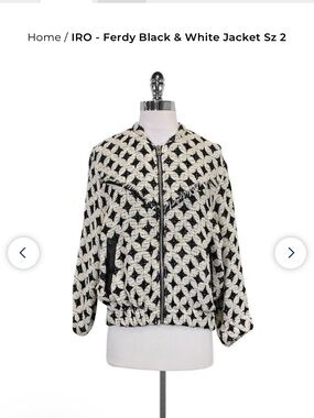 IRO Black & White Tweed Zip-Front Jacket